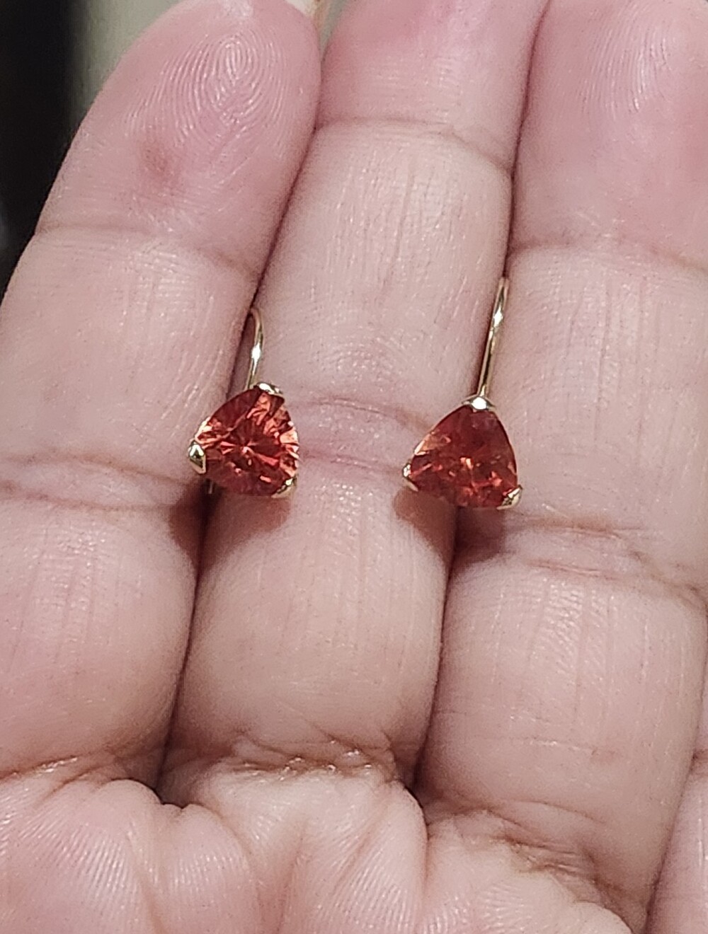 Vintage 14K Yellow Gold Trillion-Cut Citrine Earrings